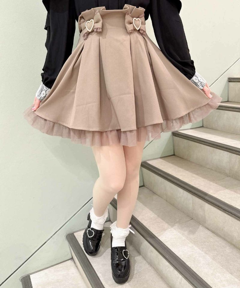ハートリボン付き裾チュールスカート | Rlab store