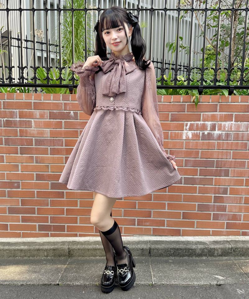 レーススリーブキルティングワンピース | Rlab store