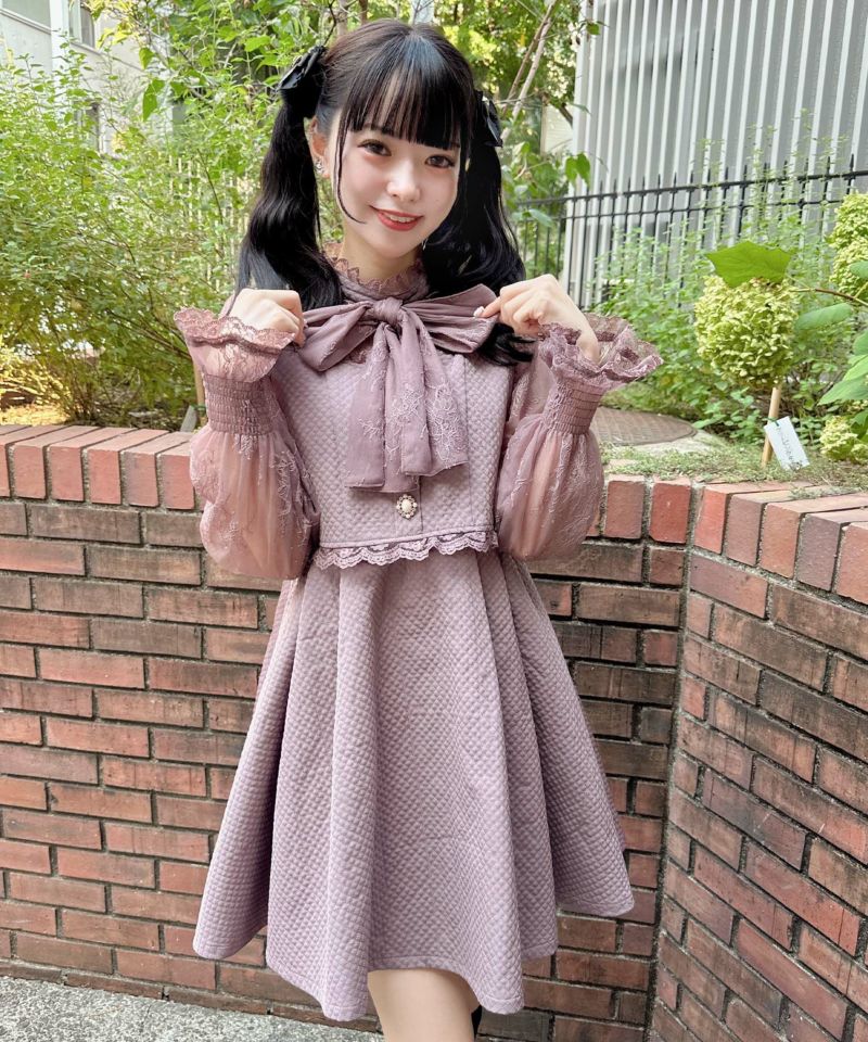 レーススリーブキルティングワンピース | Rlab store