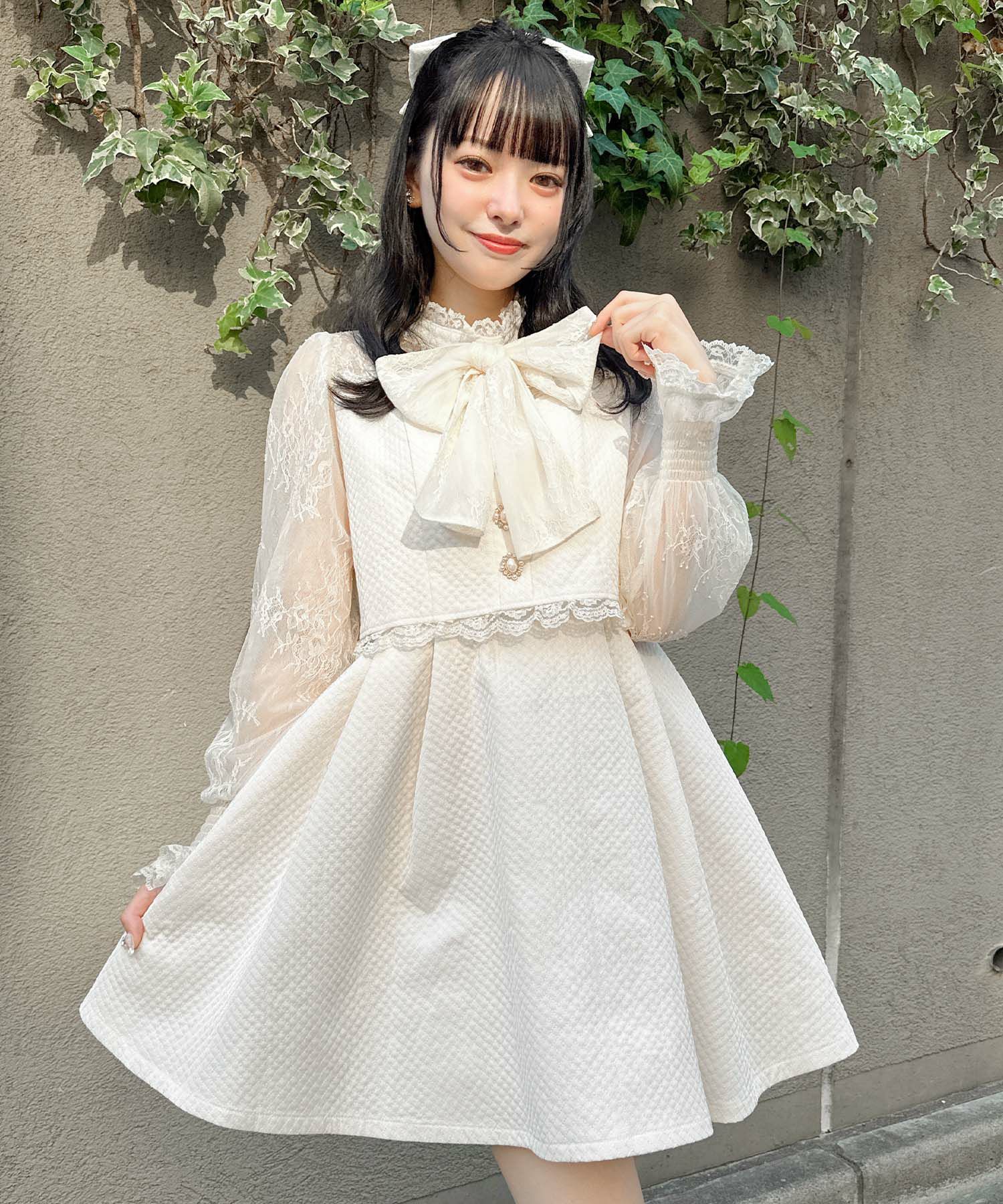 レーススリーブキルティングワンピース | Rlab store