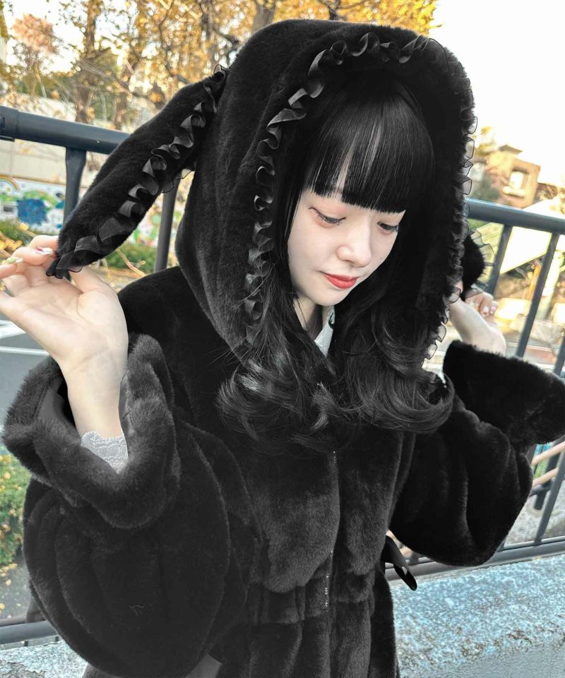 ROJITA うさみみファーコート ブラック