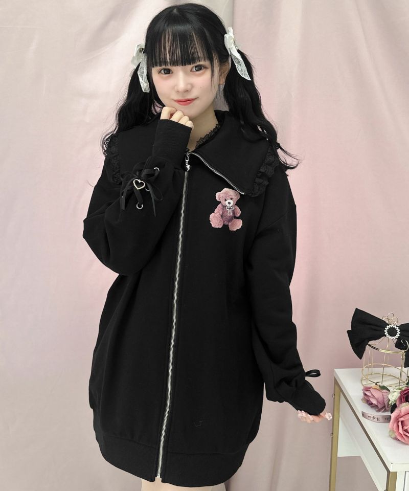 くまプリントスウェットZIPワンピース | Rlab store