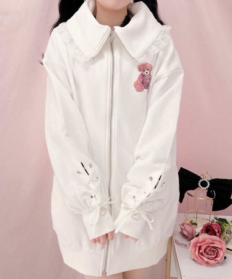 くまプリントスウェットZIPワンピース | Rlab store