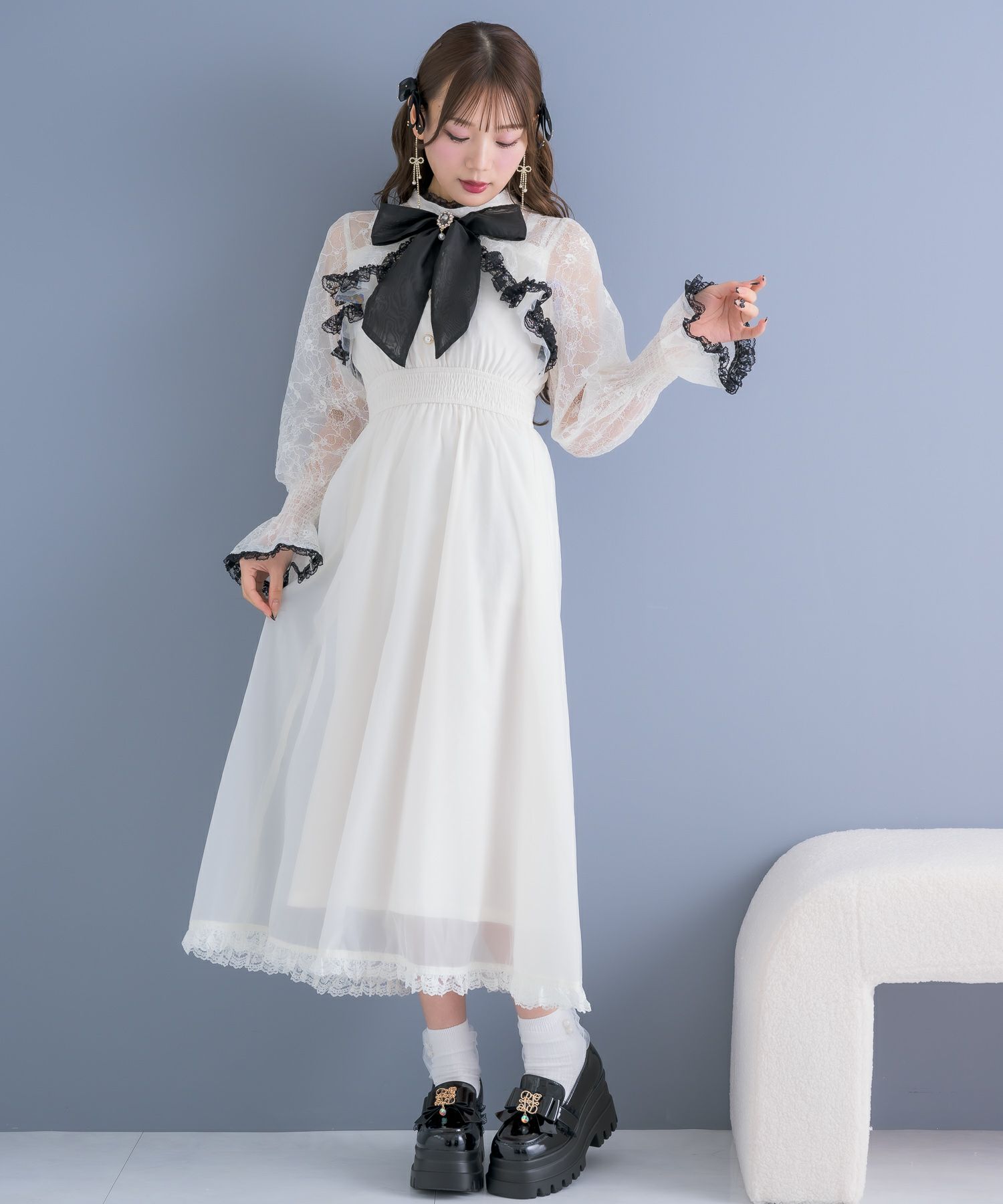 ❤️Reformation新作新品 黒 リボンロングスリットワンピース セクシー  