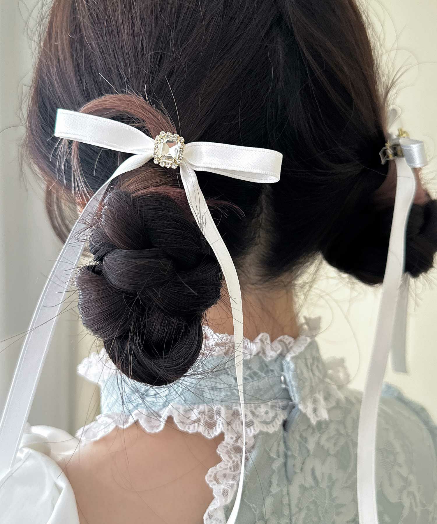蝶のビーズヘアアクセサリー （ちょう結びビーズ付きの繊細なベール 