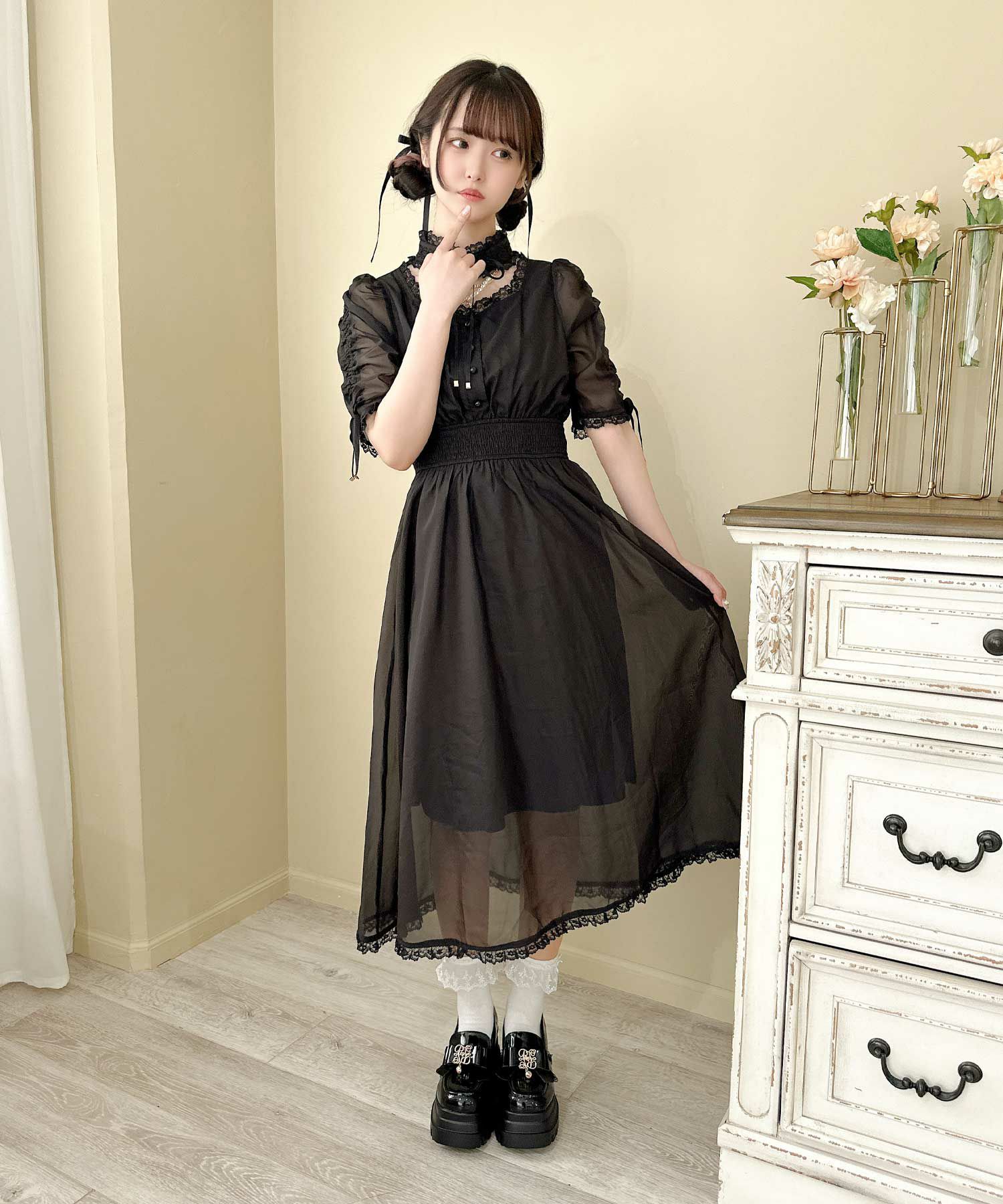 パールビジューネックレスロングワンピース | Rlab store