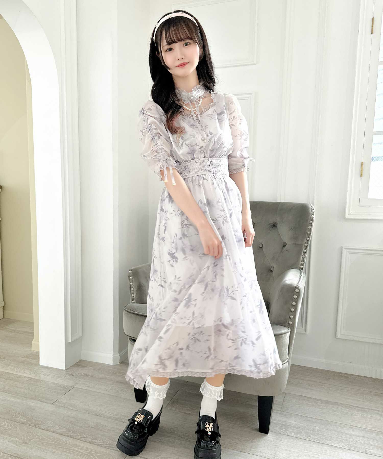 パールビジューネックレスロングワンピース | Rlab store