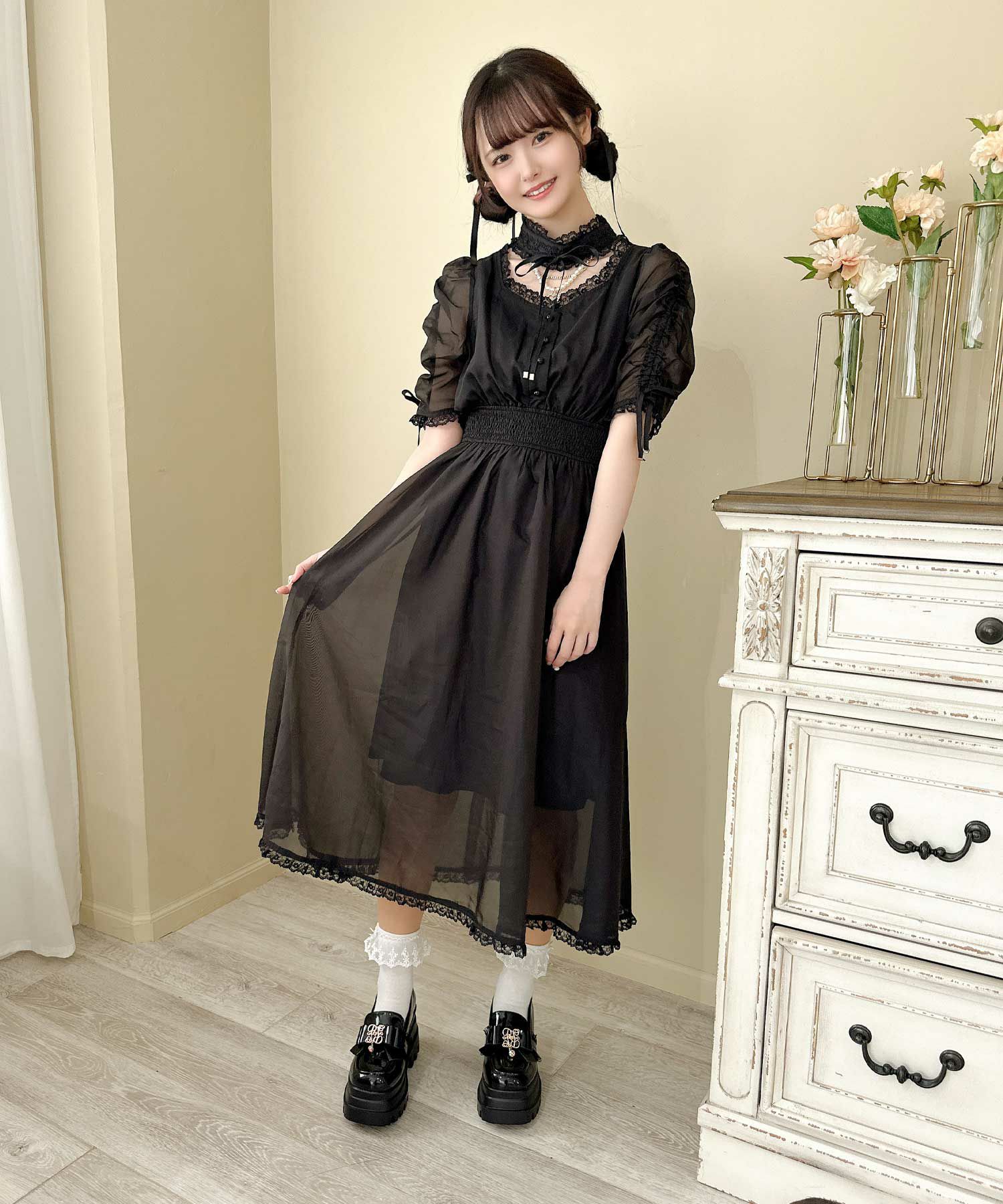 パールビジューネックレスロングワンピース | Rlab store