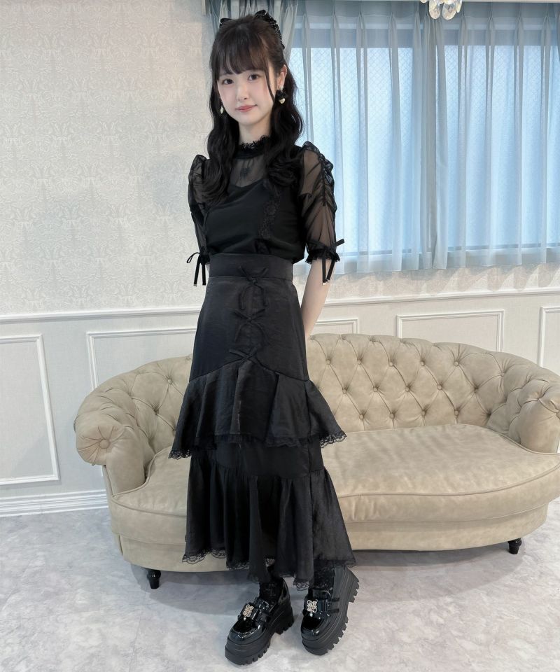 reine rakoフリルロングスカート ブラック reine rakoフリルロングスカート ブラック フリル美脚スカート