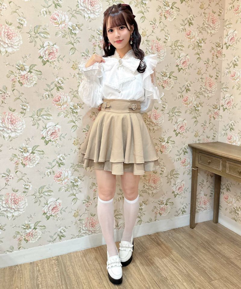 ハートバックルビジューダブルフレアスカート | Rlab store