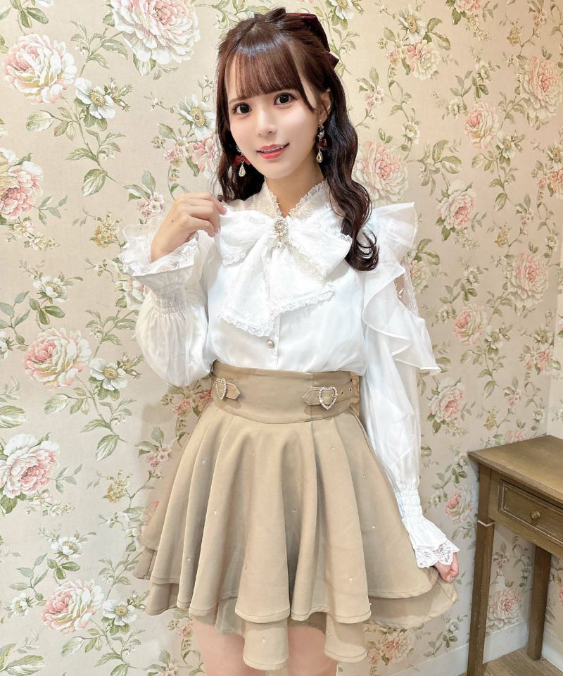 ハートバックルビジューダブルフレアスカート | Rlab store