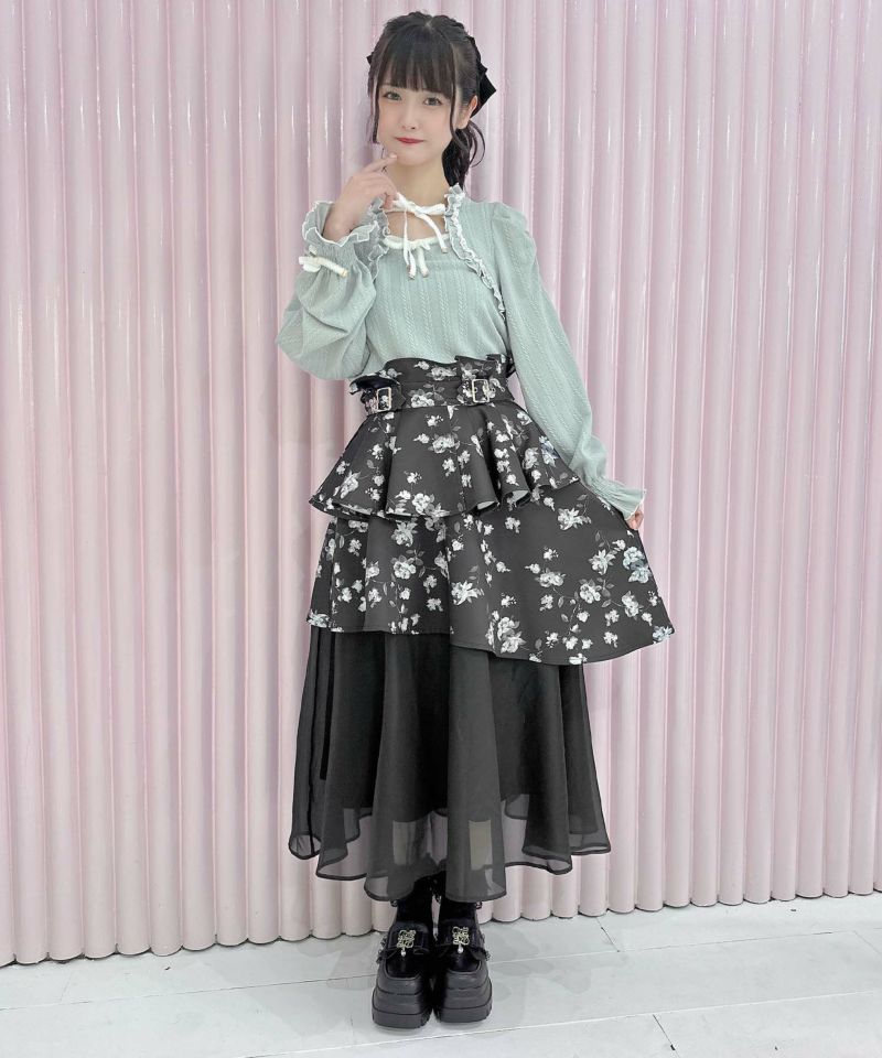コビナイ　ロングスカート　タイトスカート　レース　ティアード　スカート　装飾 レースティアードロングスカート | Rlab store