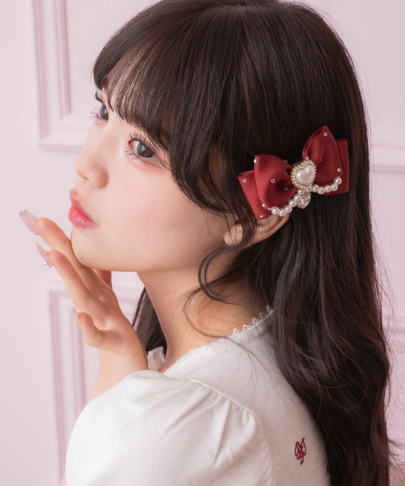 Justine Clenquet リボンパールヘアクリップ パール付きビジュリボンクリップSET | Rlab store