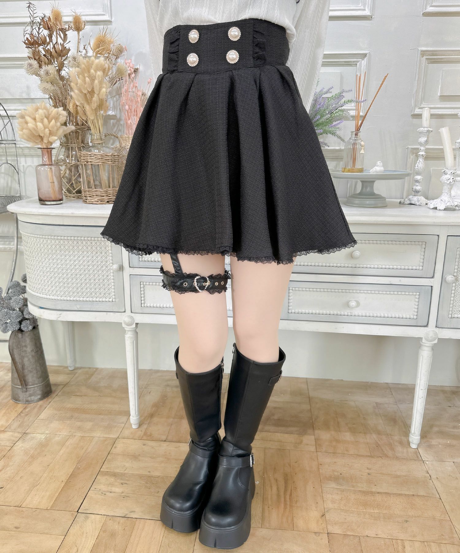 ガーターベルト付きフレアスカート | Rlab store