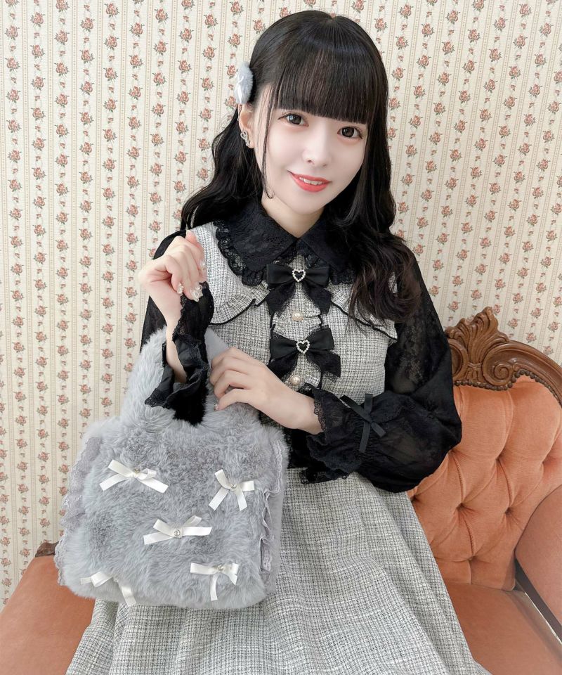 リボン付ふわふわファーバック | Rlab store