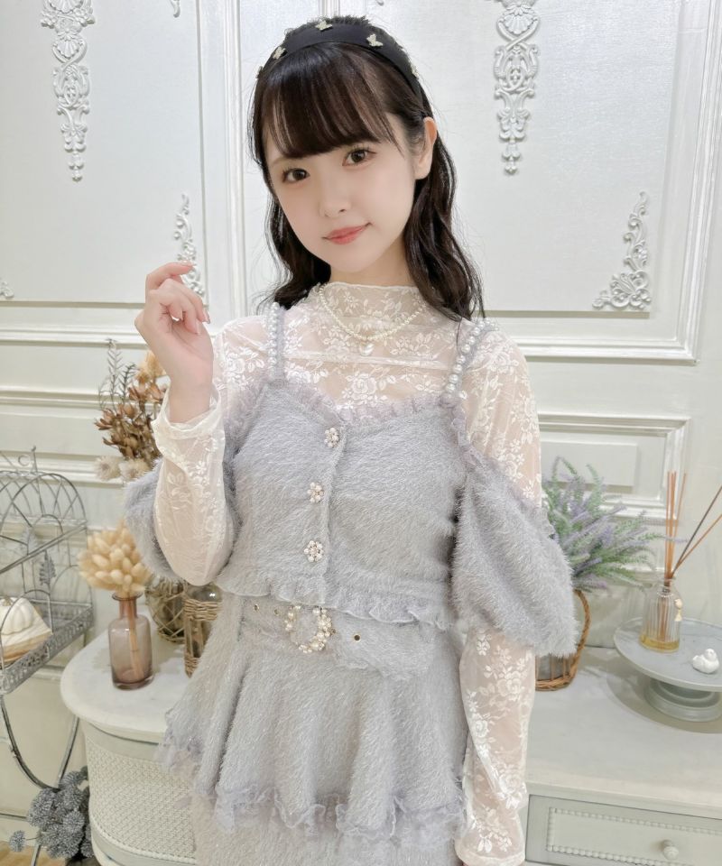 ラメフェザービスチェ×レースTOPS SET | Rlab store