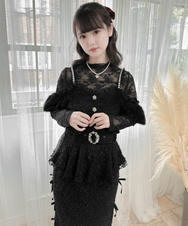 ラメフェザービスチェ×レースTOPS SET | Rlab store