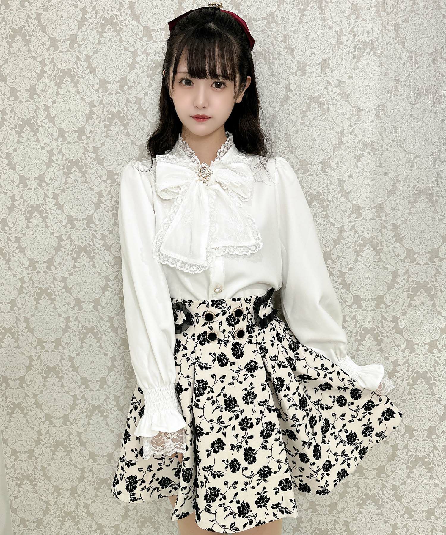 花柄フロッキーフレアスカート | Rlab store 