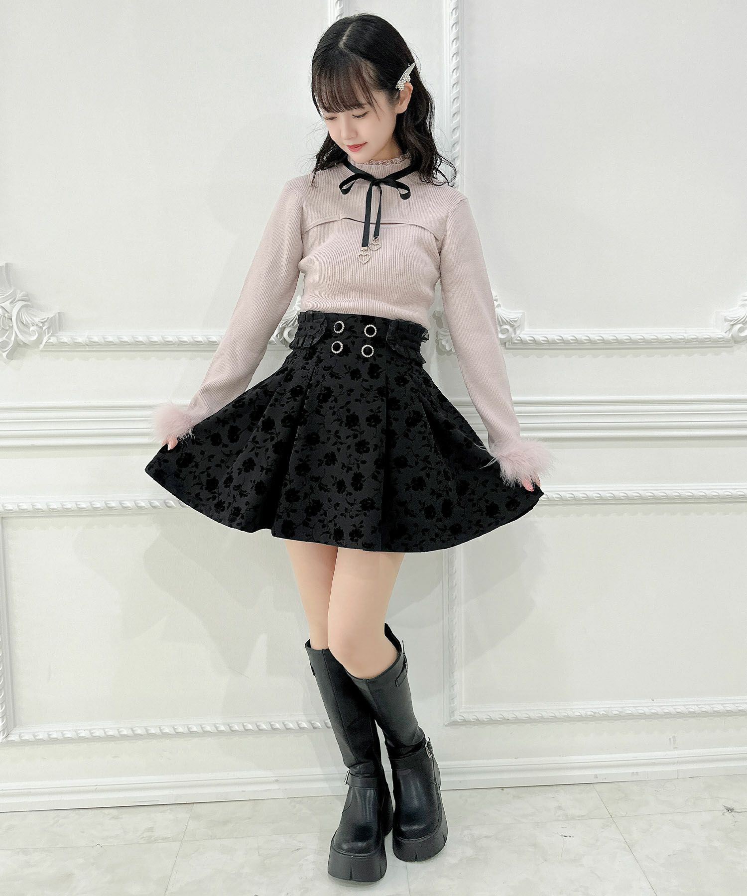 花柄フロッキーフレアスカート | Rlab store