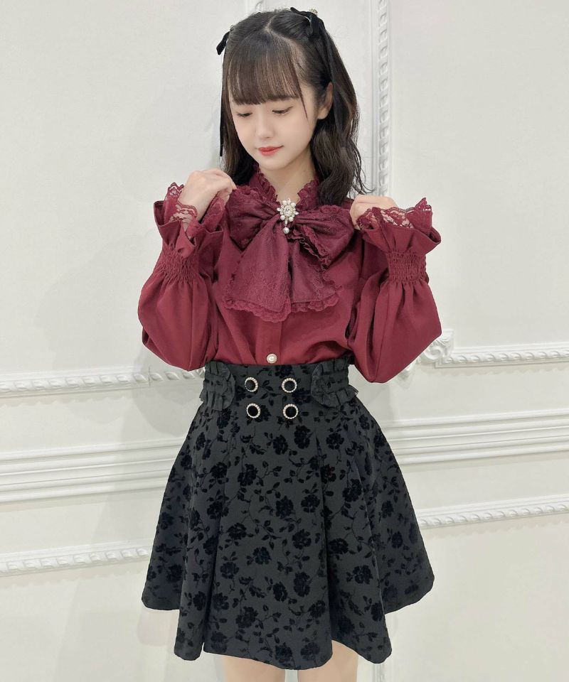 ショコラ様2点おまとめ専用です★新品★大きいサイズ46 フレアスカート WEB限定カラーあり】フラワーラメジャカード フレアスカート