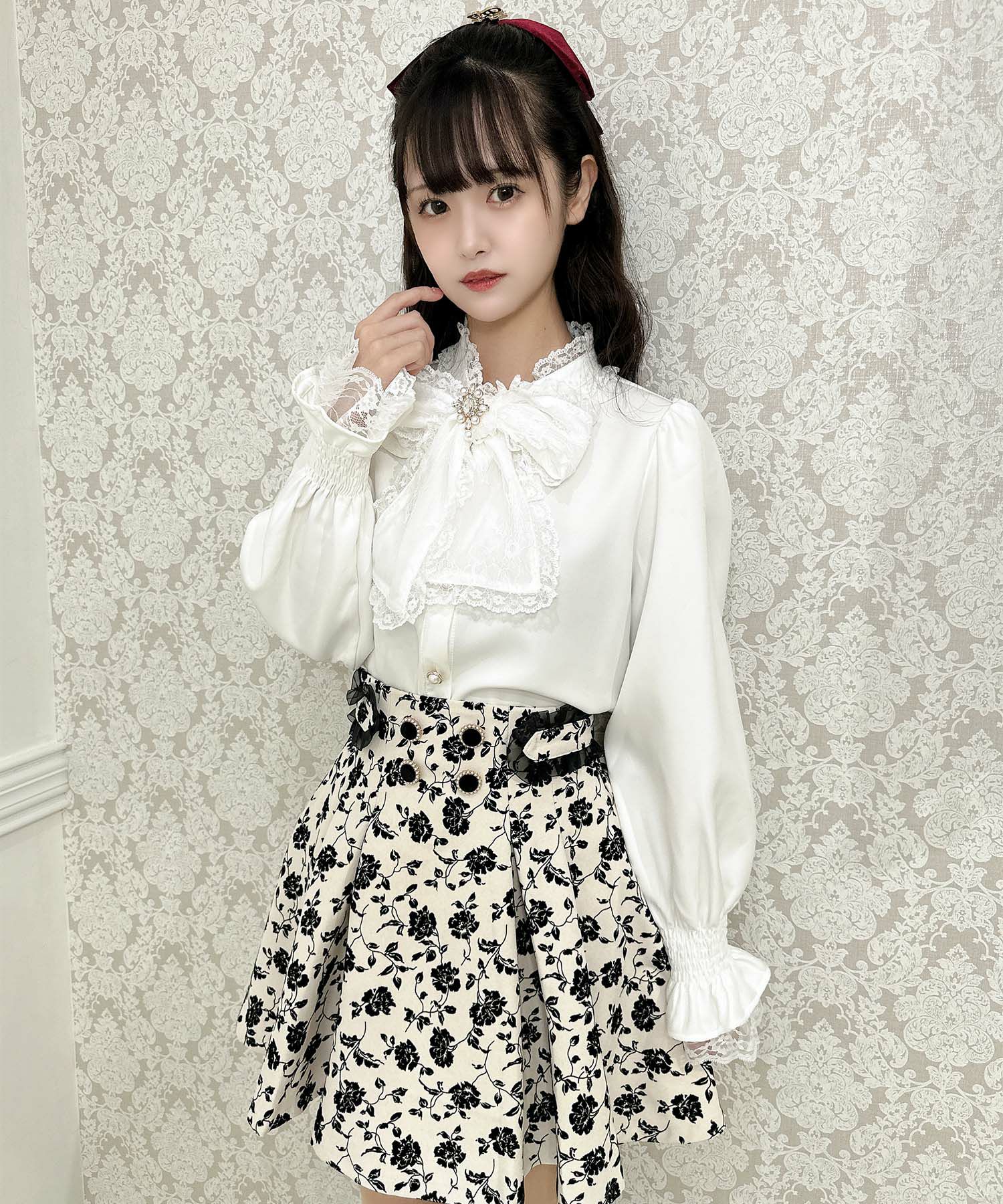花柄フロッキーフレアスカート | Rlab store