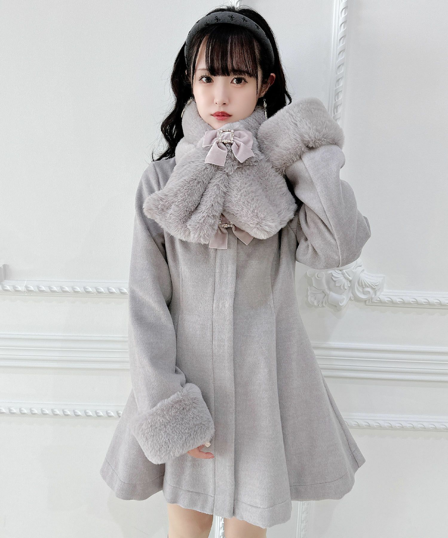 ファーティぺット付きトリプルリボンコート | Rlab store