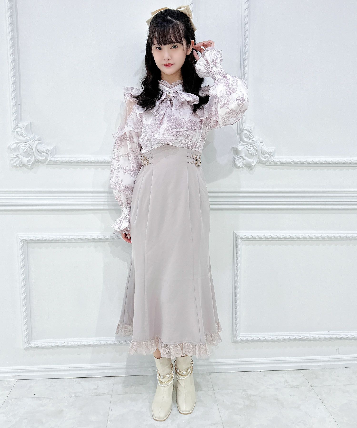 花柄ドッキング長袖ロングワンピース | Rlab store