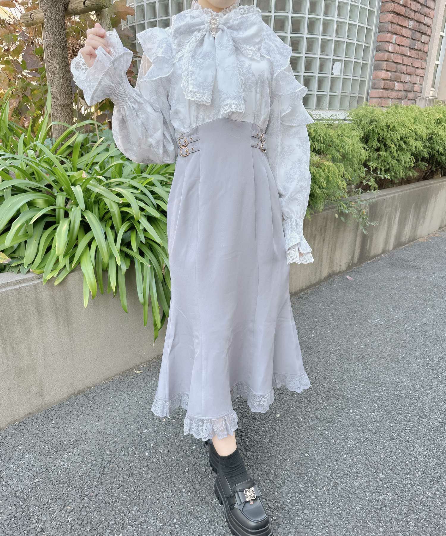 花柄ドッキング長袖ロングワンピース | Rlab store 