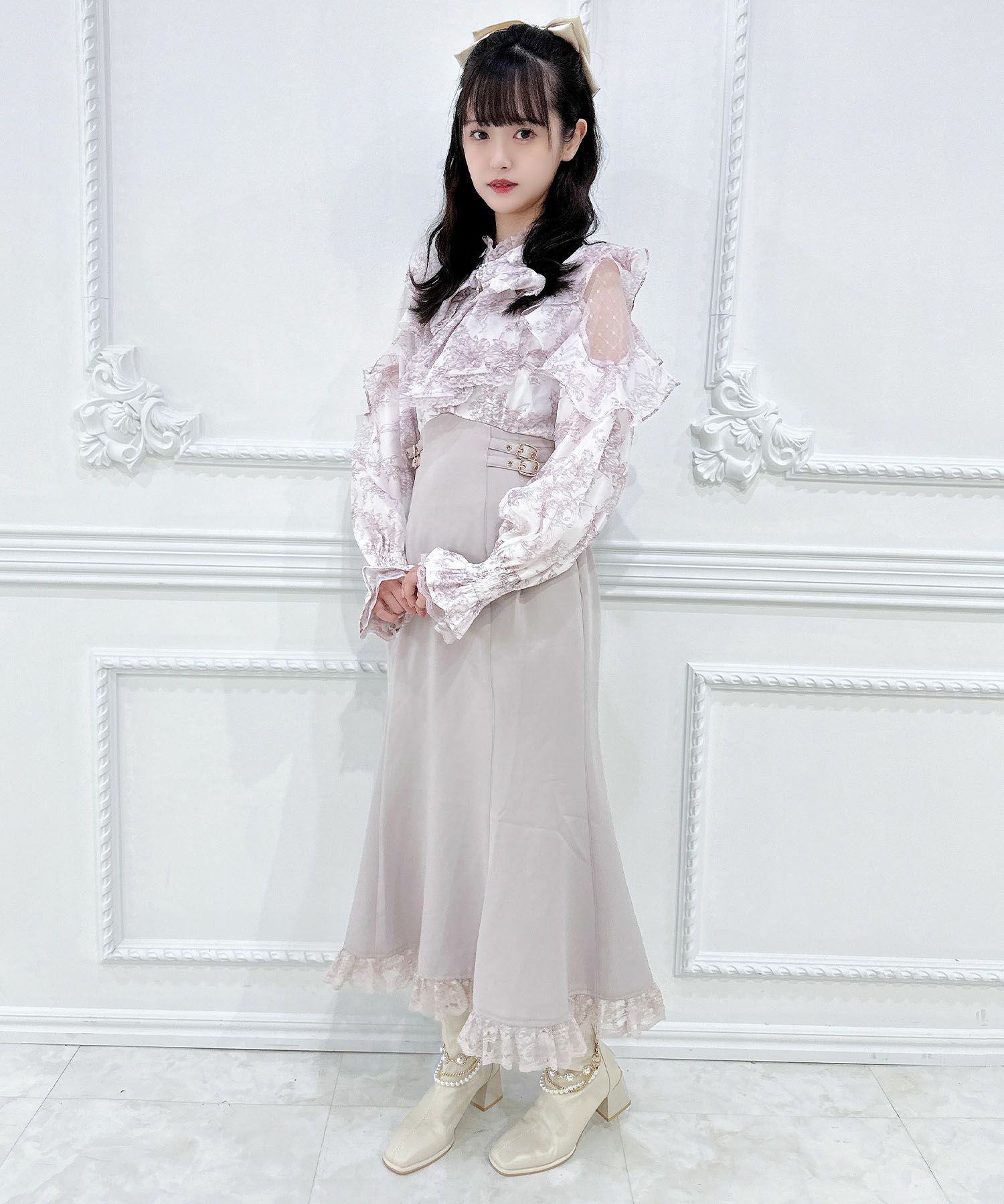 花柄ドッキング長袖ロングワンピース | Rlab store