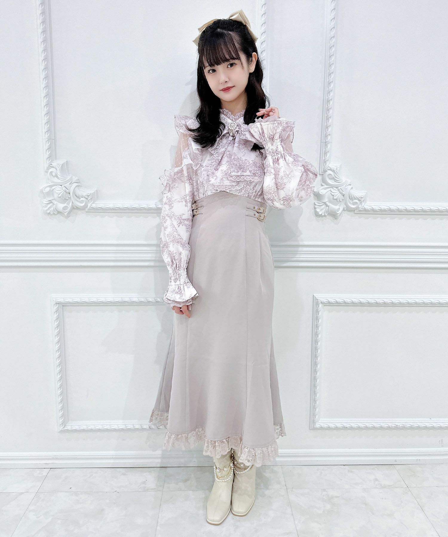 花柄ドッキング長袖ロングワンピース | Rlab store