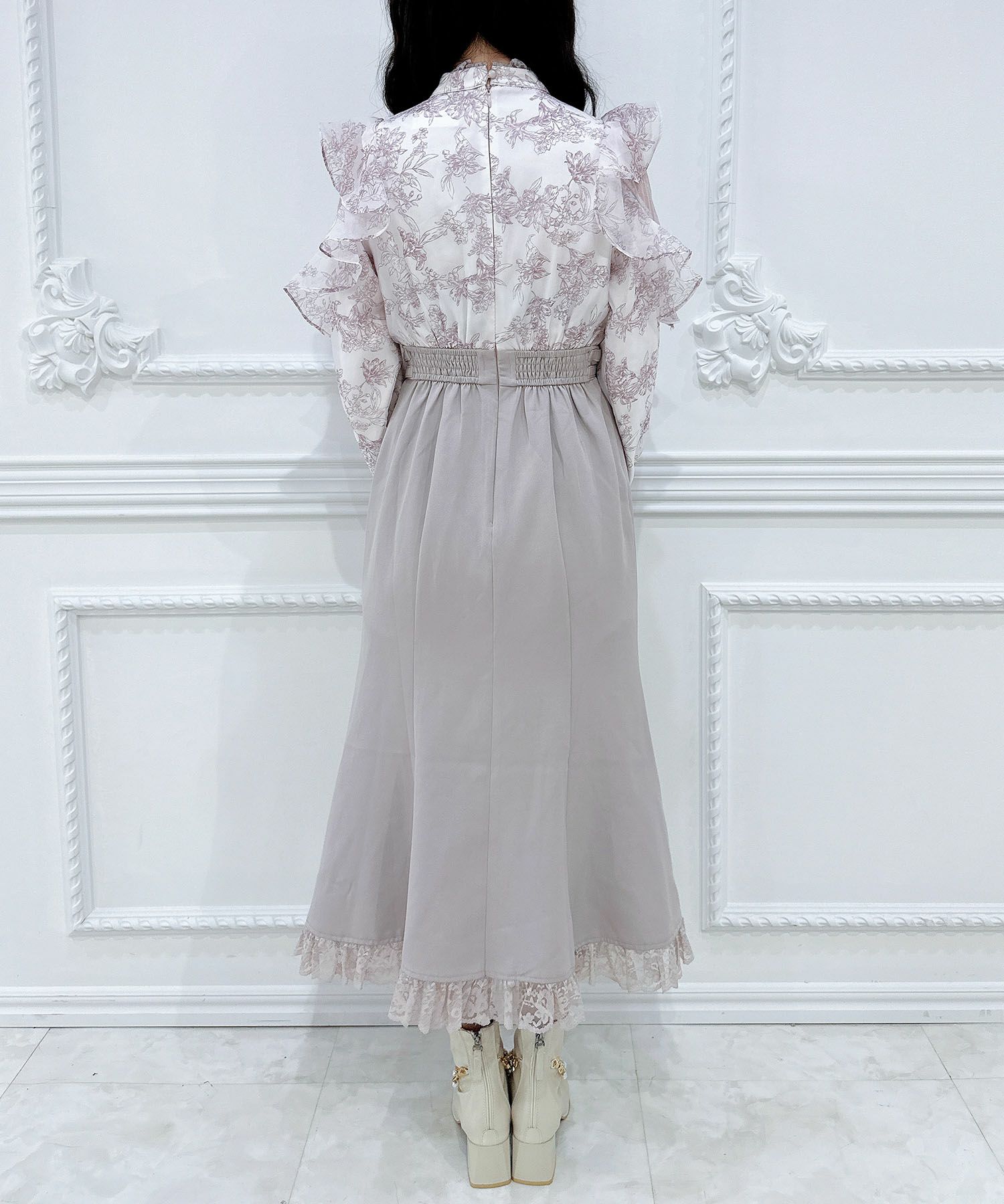 花柄ドッキング長袖ロングワンピース | Rlab store