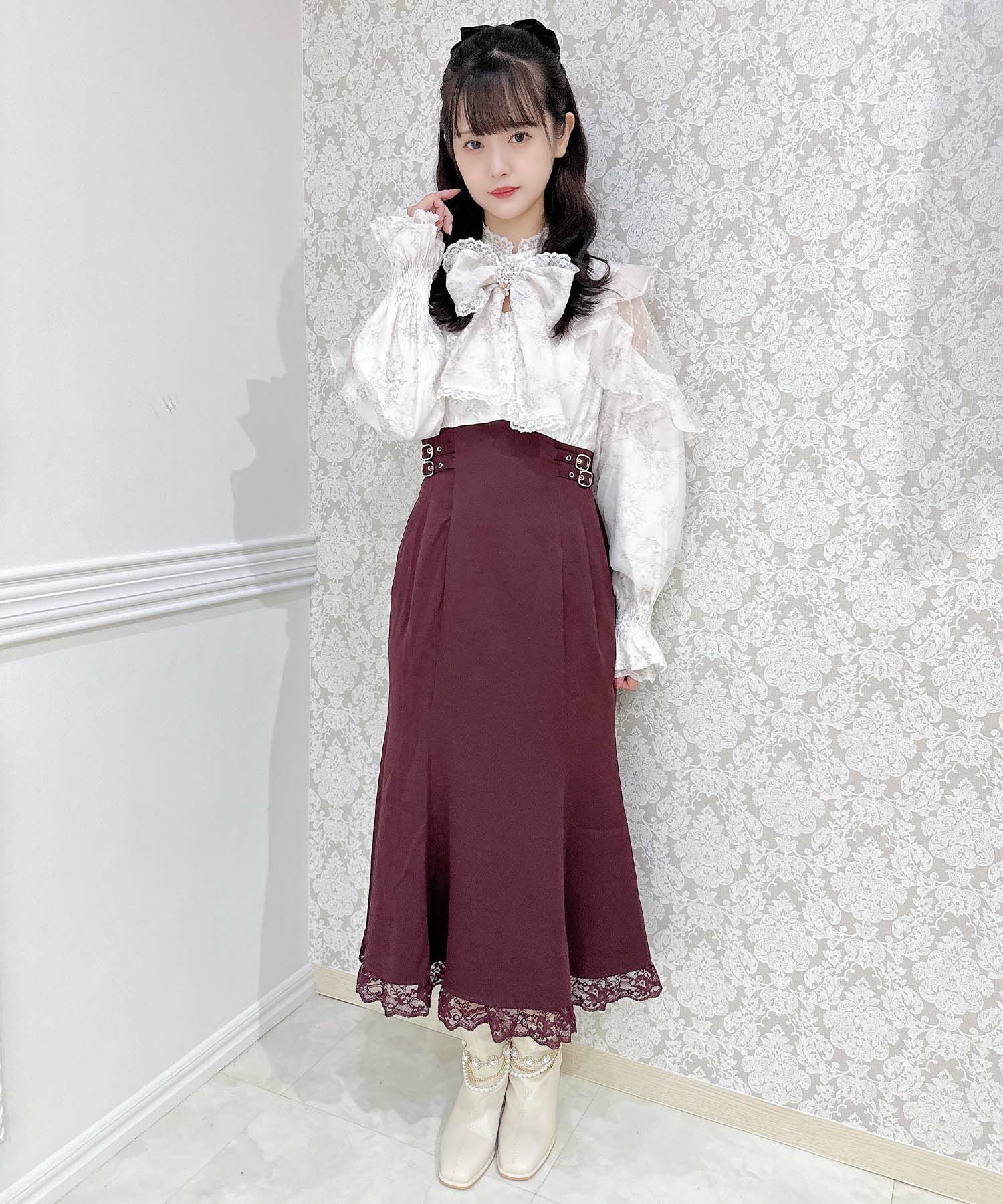 花柄ドッキング長袖ロングワンピース | Rlab store