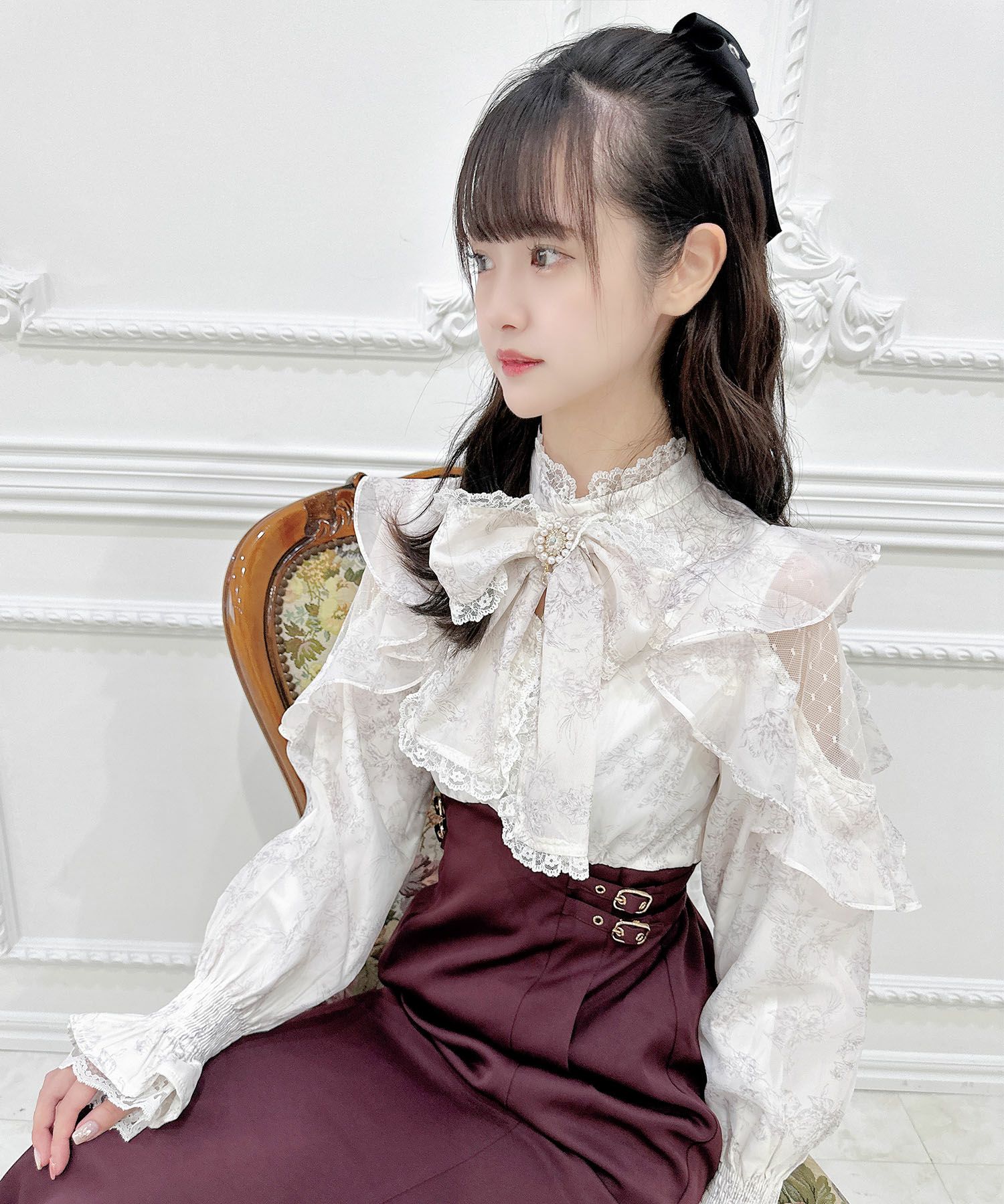 花柄ドッキング長袖ロングワンピース | Rlab store
