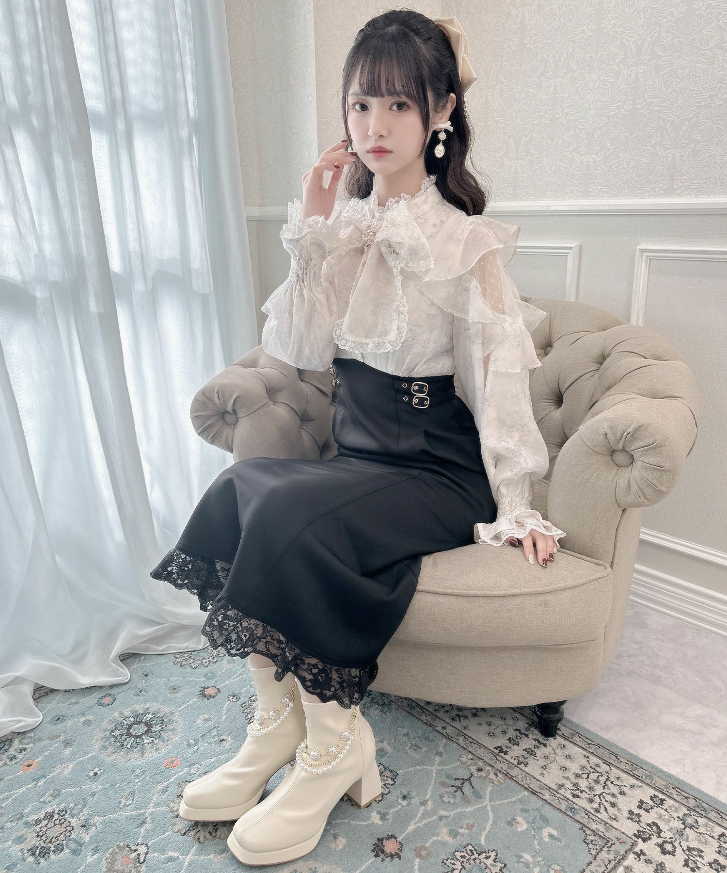 花柄ドッキング長袖ロングワンピース | Rlab store