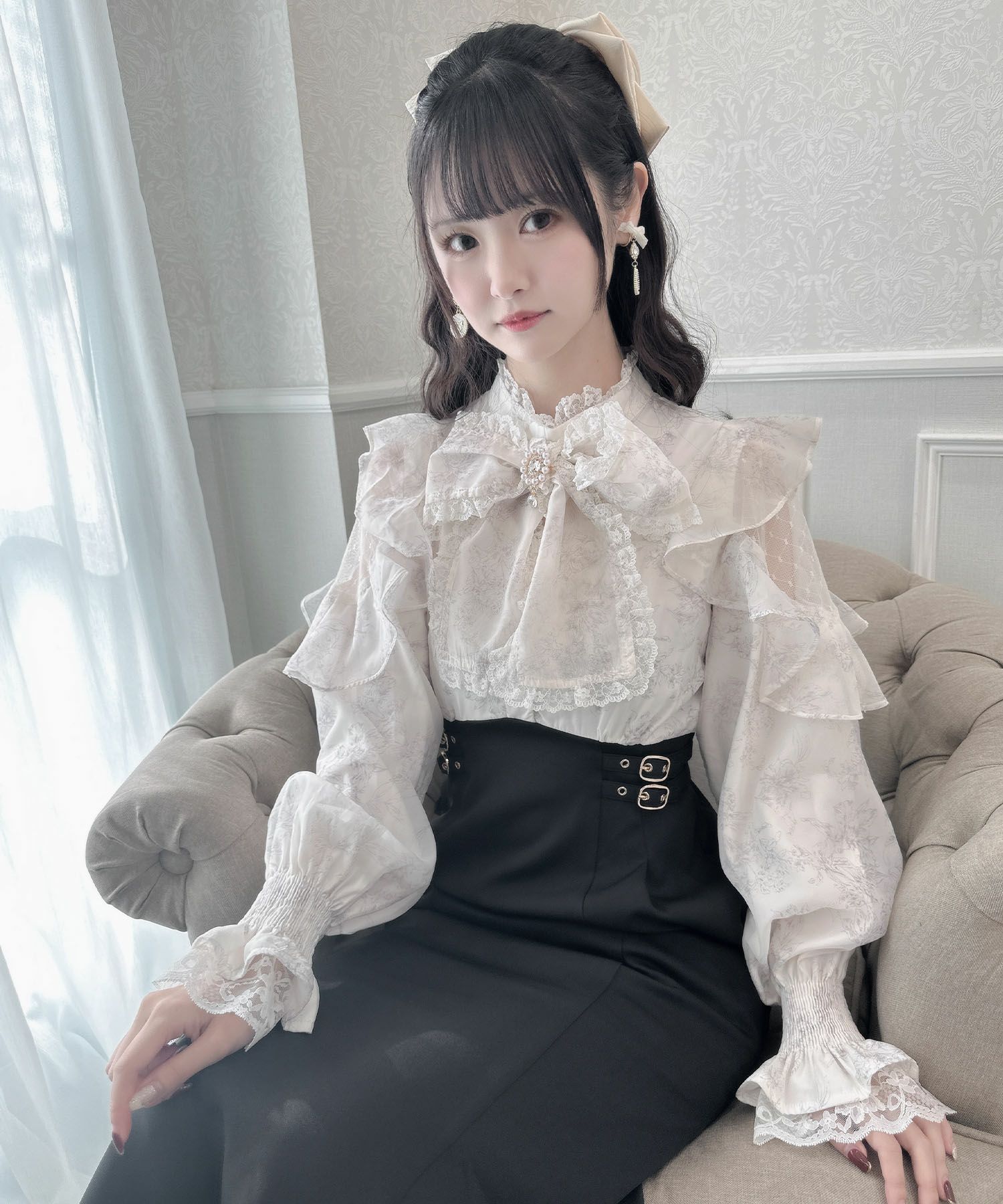 花柄ドッキング長袖ロングワンピース | Rlab store