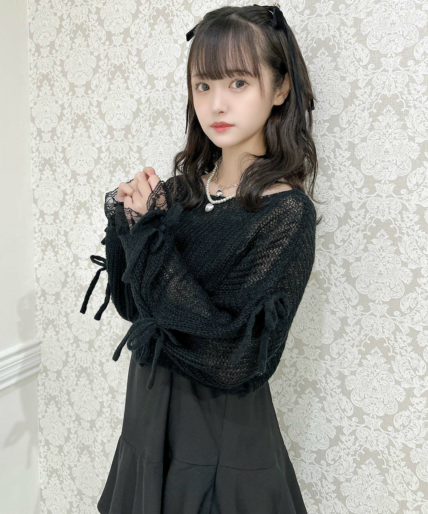 オープンリボンペプラムトップス | Rlab store
