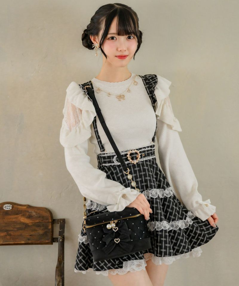 ROJITA ネックレス付肩ボリュームフリルニットトップス 地雷 ネックレス付肩ボリュームフリルニットトップス | Rlab store