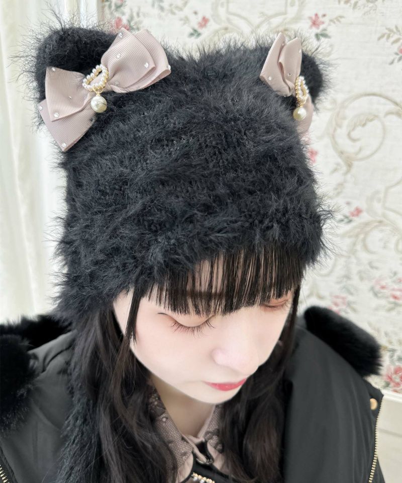 ビジュリボン付猫耳ニット帽 | Rlab store