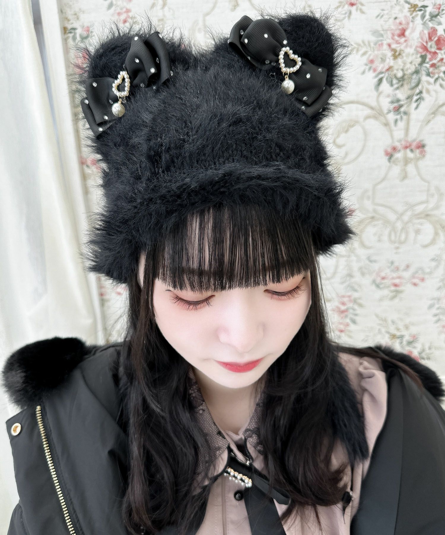 ビジュリボン付猫耳ニット帽 | Rlab store