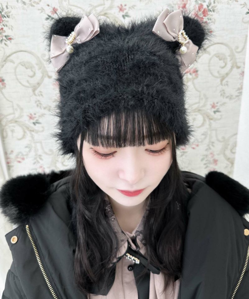 ビジュリボン付猫耳ニット帽 | Rlab store