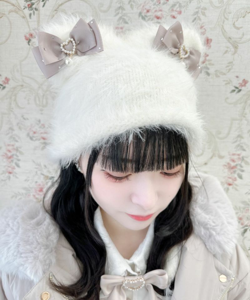 ビジュリボン付猫耳ニット帽 | Rlab store