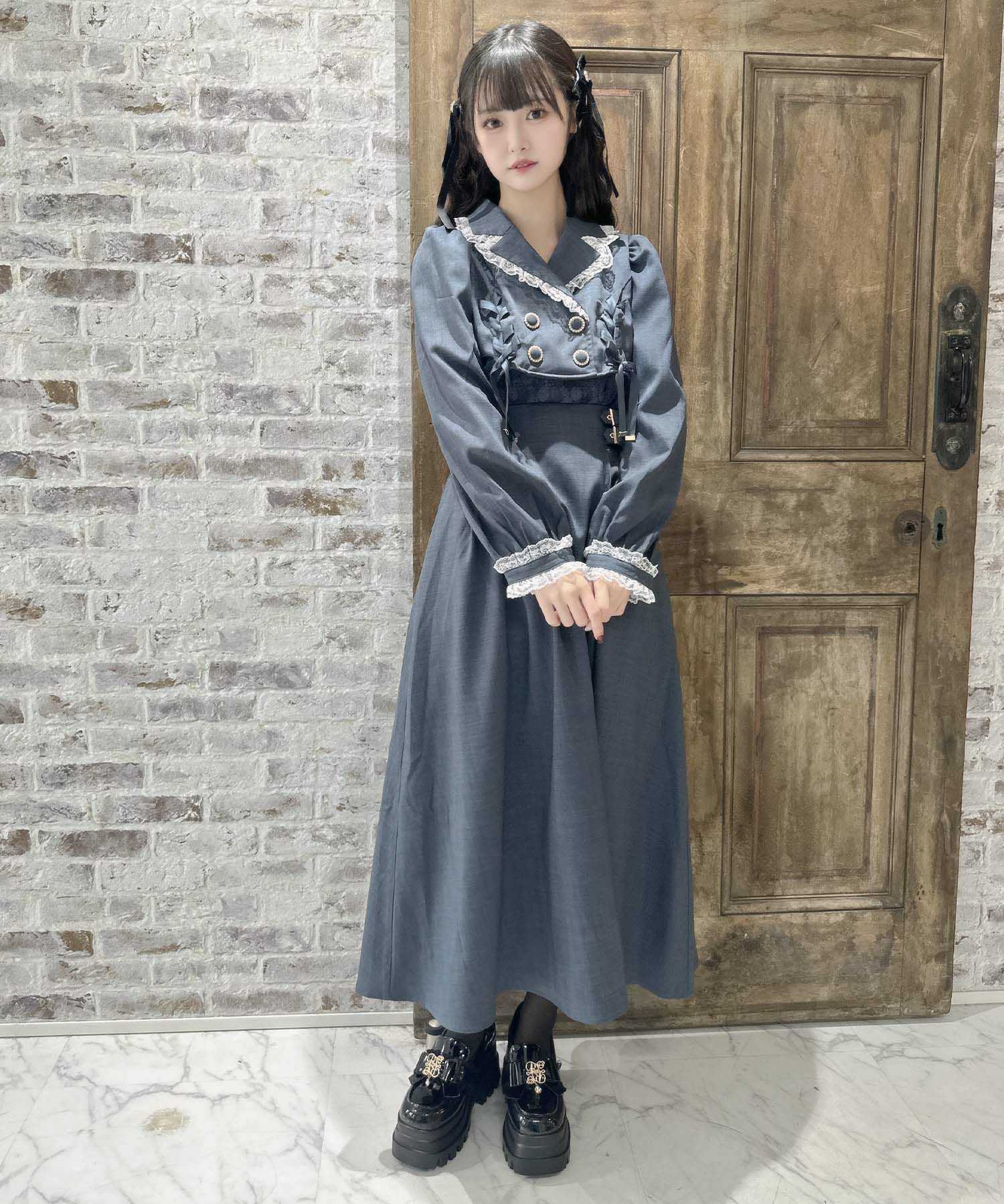 carven ワンピース CARVEN CARVEN(カルヴェン) レース切替ニットコンビ  