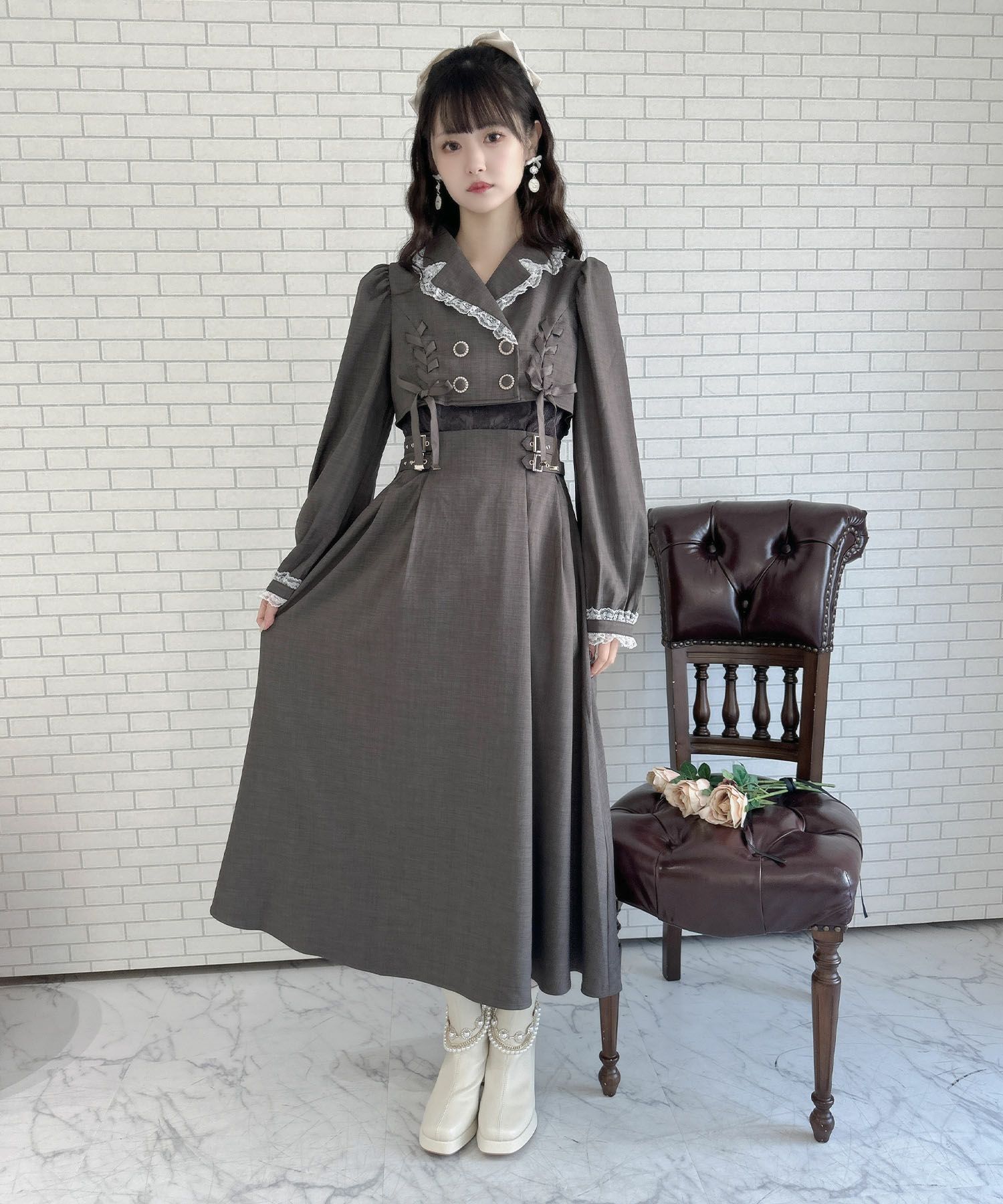 配色テーラード長袖ロングワンピース | Rlab store