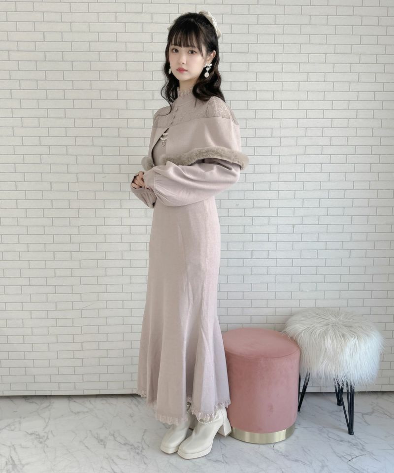 ファーケープニットロングワンピース | Rlab store