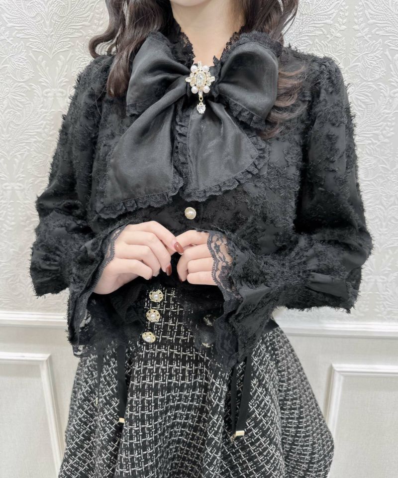 新品未使用タグ付きcouturebyrojita ボウタイリボンフェザーブラウス ボウタイリボンフェザーブラウス | Rlab store