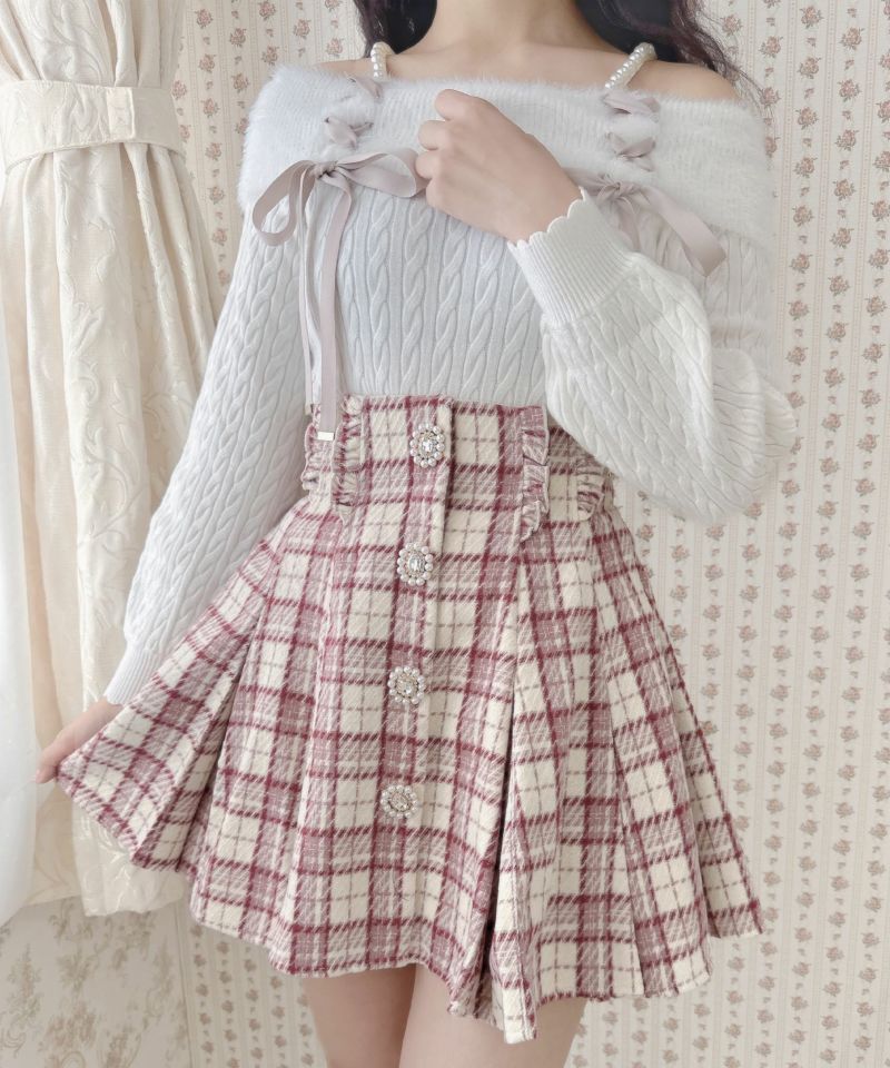 ROJITA♡グレー系チェック フリルタイトスカート ROJITA - ROJITA♡グレー系チェック フリルタイトスカートの通販