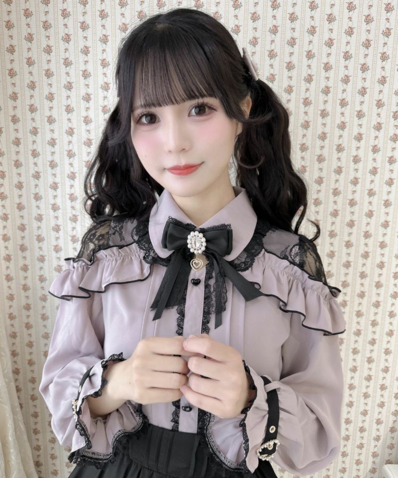 メーカー 一覧 肩レーシーフリル切替ブラウス | Rlab store トップス