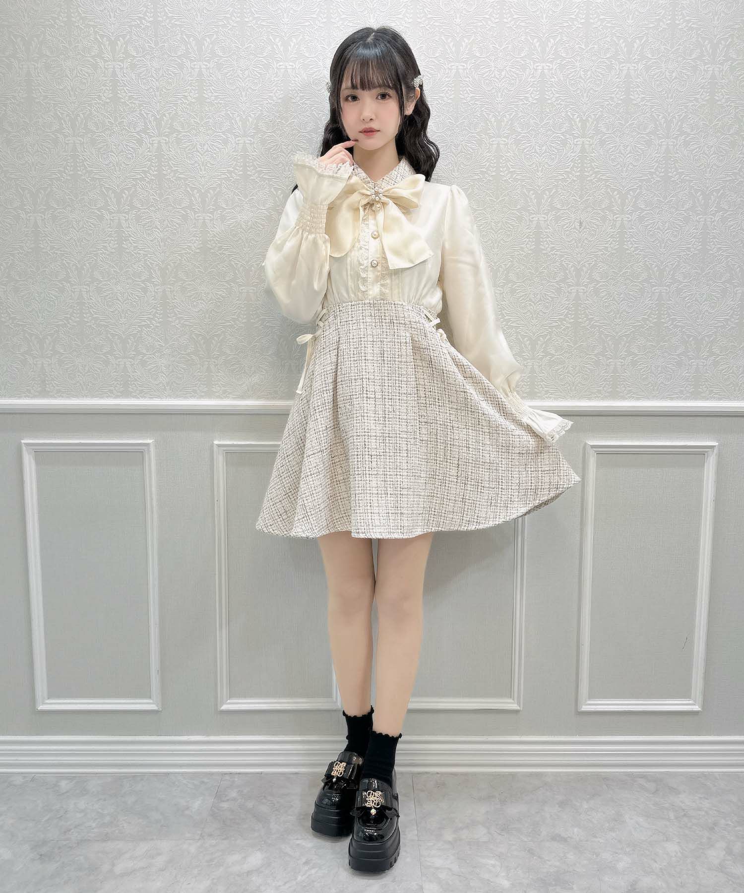ト*ン様 セルフポートレイト ワンピース オフショルダー リボン UK8 Bow セルフポートレイト ワンピース オフショルダー リボン UK8 未使用 BOW