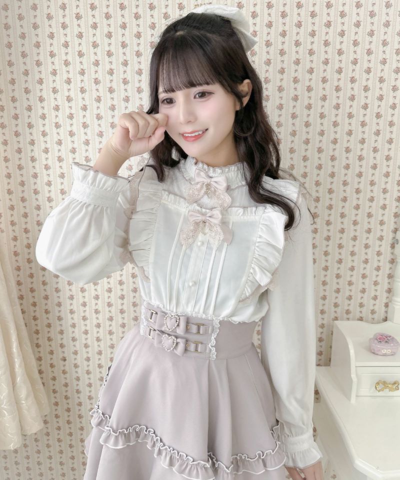 LAPIN AGILE ブラック フリルブラウス LAPIN AGILE ブラック フリルブラウス