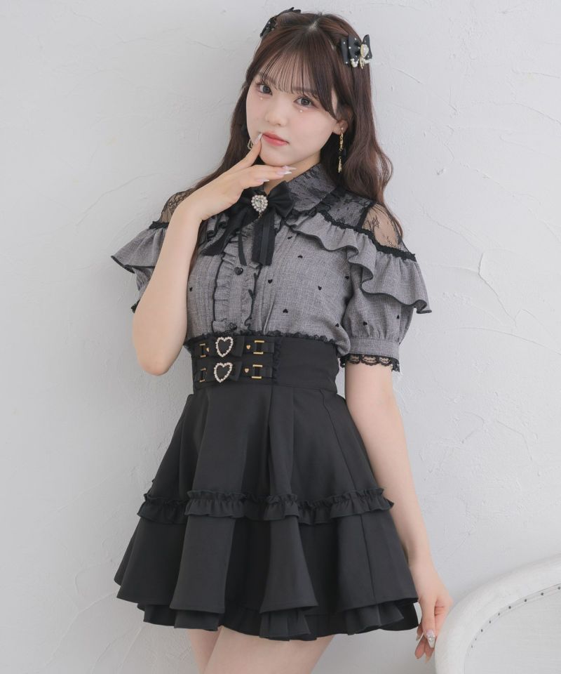 ara・ara(アラアラ) リボンベルトスカート リボンベルトギンガムギャザースカート - Ank Rouge(アン
